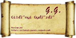 Gilányi Győző névjegykártya